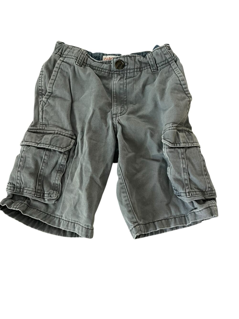Cat & Jack Boys Gray Flat Front Casual Cargo Shorts Youth Size 8